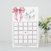 Pink Bow Brautparty Bingo (Stehend Vorderseite)