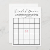 Pink Bow Brautparty Bingo Game - Printversion Mitteilungskarte (Vorne/Hinten)