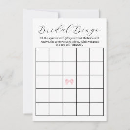 Pink Bow Brautparty Bingo Game - Printversion Mitteilungskarte