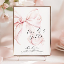 Pink Bow Brautparty Cards & Gifts Table Poster