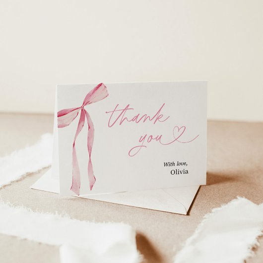 Pink Bow Brautparty Danke Karte