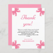 Pink Bow Brautparty Danke Karte (Vorne/Hinten)