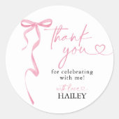 Pink Bow Brautparty Danke, Liebesmarken Runder Aufkleber (Vorderseite)