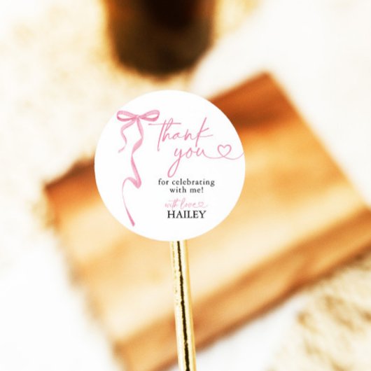 Pink Bow Brautparty Danke, Liebesmarken Runder Aufkleber