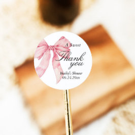 Pink Bow Brautparty Danke, Liebesmarken Runder Aufkleber