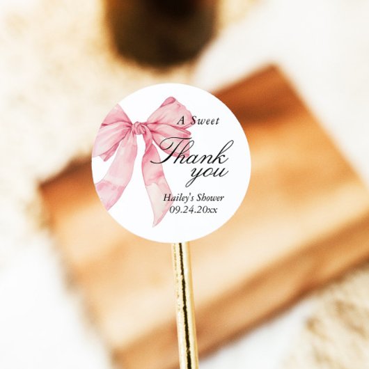 Pink Bow Brautparty Danke, Liebesmarken Runder Aufkleber