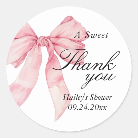 Pink Bow Brautparty Danke, Liebesmarken Runder Aufkleber (Vorderseite)
