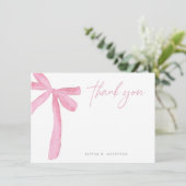 Pink Bow Brautparty Dankeskarte (Stehend Vorderseite)