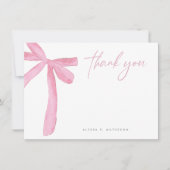 Pink Bow Brautparty Dankeskarte (Vorderseite)