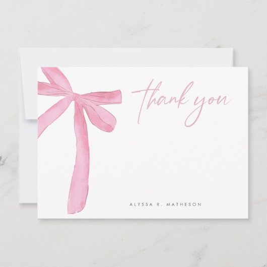 Pink Bow Brautparty Dankeskarte (Vorderseite)