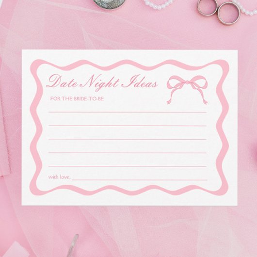 Pink Bow Brautparty Date Night Idecard Einladung