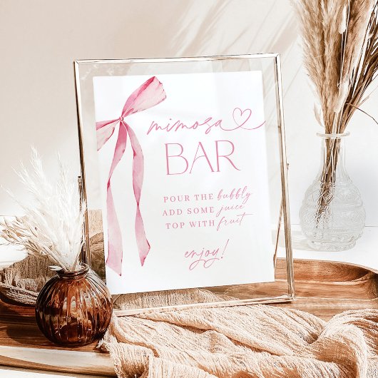 Pink Bow Brautparty Mimosa Bar Sign, Bubbly Bar Poster