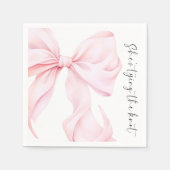 Pink Bow Brautparty Paper Napkin Serviette (Vorderseite)