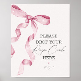 Pink Bow-Brautparty Signieren einer Rezept-Karte Poster