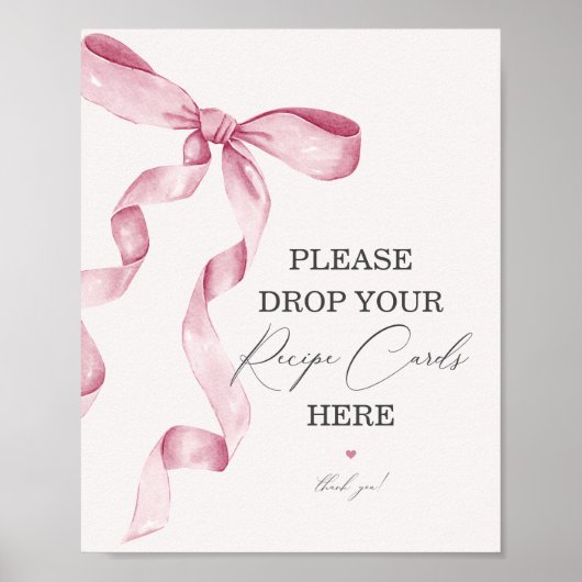 Pink Bow-Brautparty Signieren einer Rezept-Karte Poster (Vorne)