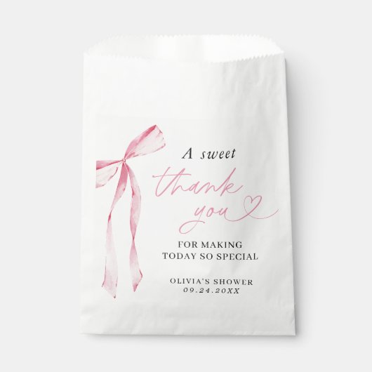 Pink Bow Brautparty Vielen Dank Geschenktütchen (Vorderseite)