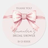 Pink Bow Brautparty Vielen Dank Runder Aufkleber (Vorderseite)