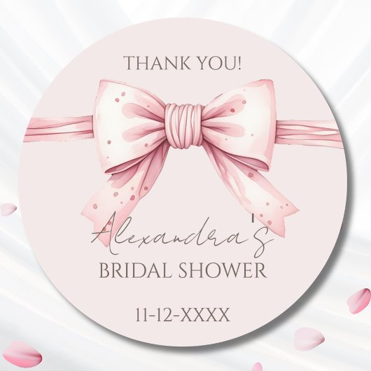 Pink Bow Brautparty Vielen Dank Runder Aufkleber