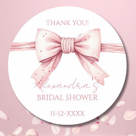 Pink Bow Brautparty Vielen Dank Runder Aufkleber