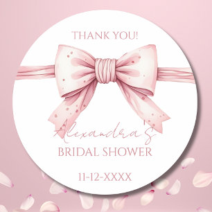 Pink Bow Brautparty Vielen Dank Runder Aufkleber