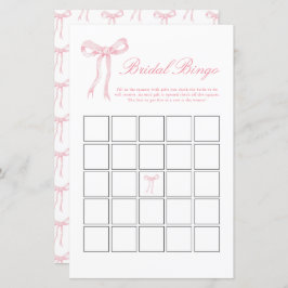 Pink Bow Bridal Bingo Pink Brautparty Game