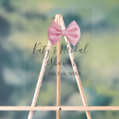 Pink bow bridal shower name date pastel stylish te acrylschild (Neutral)