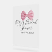 Pink bow bridal shower name date pastel stylish te acrylschild (Winkel)