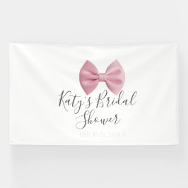 Pink bow bridal shower name date pastel stylish te banner