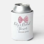 Pink bow bridal shower name date pastel stylish te dosenkühler (Kanne Vorderseite)