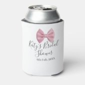 Pink bow bridal shower name date pastel stylish te dosenkühler (Kanne Rückseite)