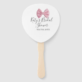 Pink bow bridal shower name date pastel stylish te fächer