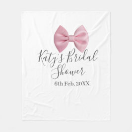 Pink bow bridal shower name date pastel stylish te fleecedecke