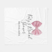 Pink bow bridal shower name date pastel stylish te fleecedecke (Vorderseite (Horizontal))