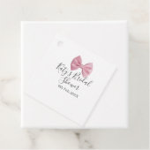 Pink bow bridal shower name date pastel stylish te geschenkanhänger (Beispiel)