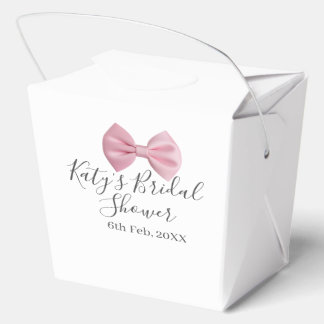 Pink bow bridal shower name date pastel stylish te geschenkschachtel