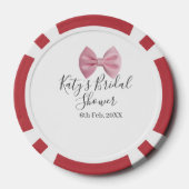 Pink bow bridal shower name date pastel stylish te pokerchips (Rückseite)