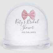Pink bow bridal shower name date pastel stylish te schneekugeln (Rückseite)