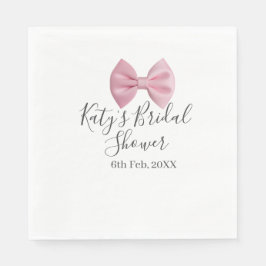 Pink bow bridal shower name date pastel stylish te serviette