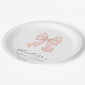 Pink Bow Bridal Shower Pappteller (Schrägansicht)