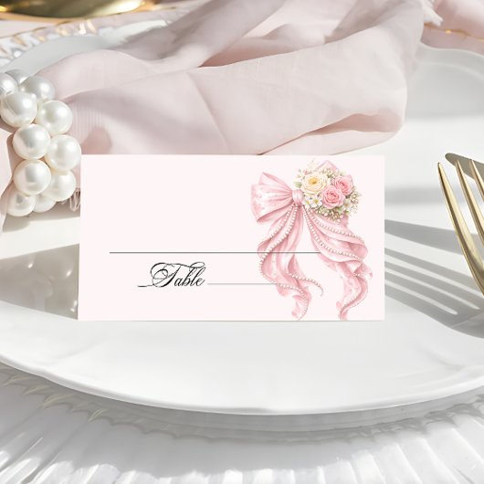 Pink Bow Bridal Shower Place Card Platzkarte