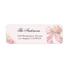 Pink Bow Bridal Shower Return Address Label