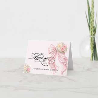 Pink Bow Bridal Shower Thank You Card Dankeskarte