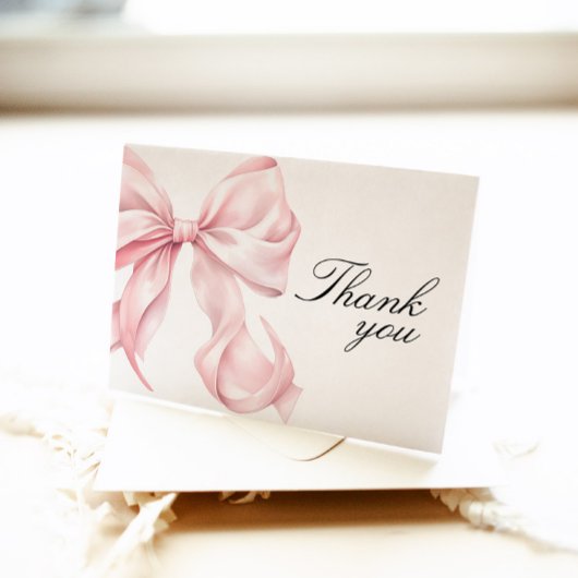 Pink Bow Bridal Shower Thank You Card Dankeskarte