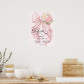 Pink Bow Bridal Shower Welcome  Poster (Küche)