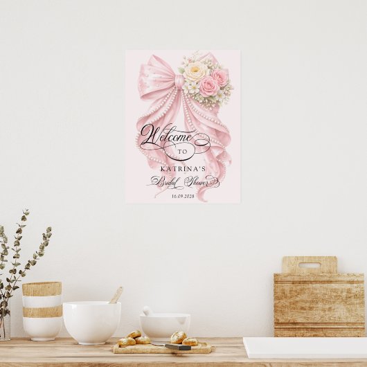 Pink Bow Bridal Shower Welcome Poster (Küche)