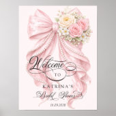 Pink Bow Bridal Shower Welcome Poster (Vorne)