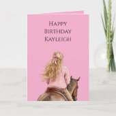 Pink Bow Brown Horse Girl Birthday Karte (Vorderseite)