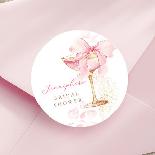 Pink Bow Brunch und Bubbly Brautparty Sticker