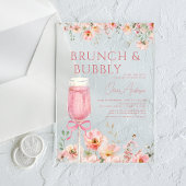 Pink Bow Brunch und Bubbly Champagne Brautparty Acryleinladungen