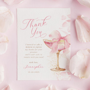 Pink Bow Brunch und Bubbly Danke Card